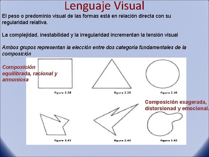 Lenguaje Visual El peso o predominio visual de las formas está en relación directa