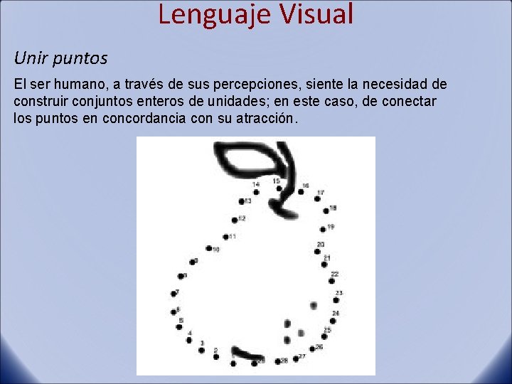 Lenguaje Visual Unir puntos El ser humano, a través de sus percepciones, siente la