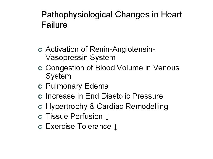Pathophysiological Changes in Heart Failure ¢ ¢ ¢ ¢ Activation of Renin-Angiotensin- Vasopressin System