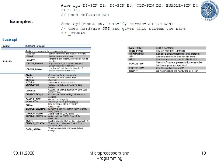 30. 11. 2020 Microprocessors and Programming 13 