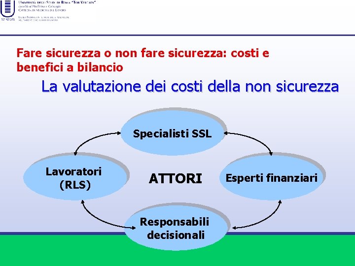 Fare sicurezza o non fare sicurezza: costi e benefici a bilancio La valutazione dei