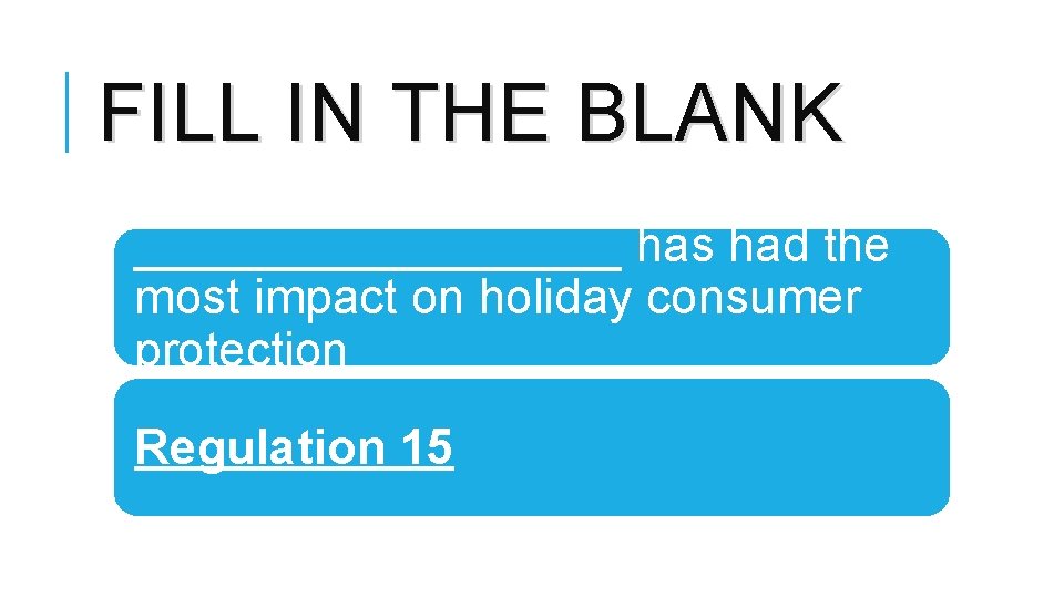 FILL IN THE BLANK _________ has had the most impact on holiday consumer protection