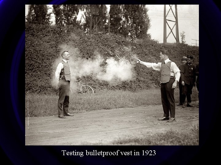 Testing bulletproof vest in 1923 