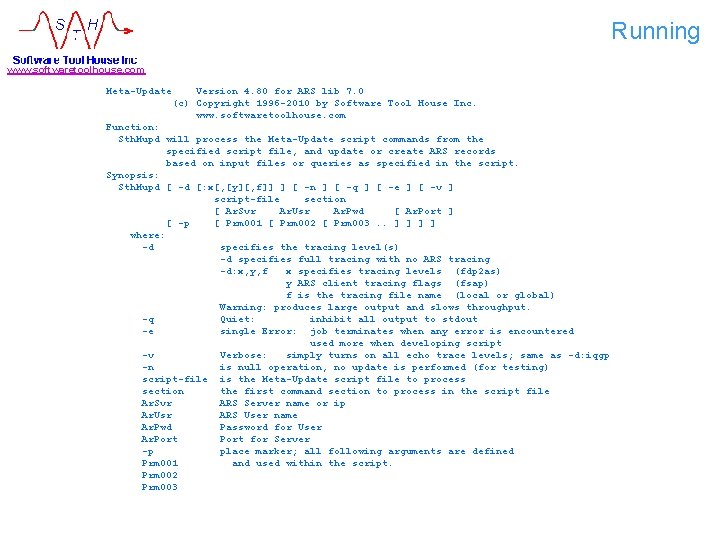 Running www. softwaretoolhouse. com Meta-Update Version 4. 80 for ARS lib 7. 0 (c)