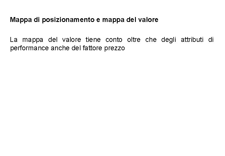 Mappa di posizionamento e mappa del valore La mappa del valore tiene conto oltre