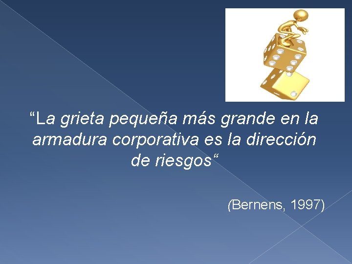 “La grieta pequeña más grande en la armadura corporativa es la dirección de riesgos“