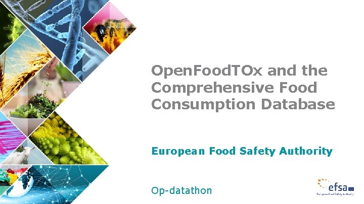 Open. Food. TOx and the Comprehensive Food Consumption Database European Food Safety Authority Op-datathon Open. Food. TOx and the Comprehensive Food Consumption Database European Food Safety Authority Op-datathon