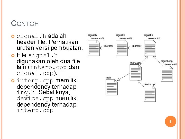 CONTOH signal. h adalah header file. Perhatikan urutan versi pembuatan. File signal. h digunakan