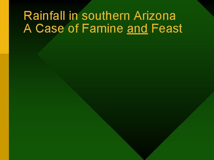 Rainfall in southern Arizona A Case of Famine and Feast 