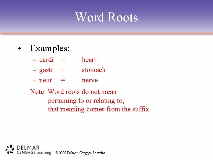 Word Roots • Examples: – cardi = – gastr = – neur = heart