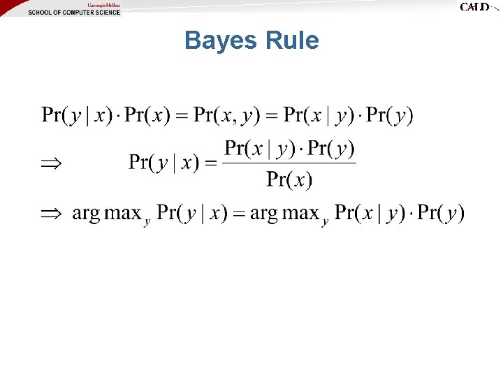 Bayes Rule Bayes Rule