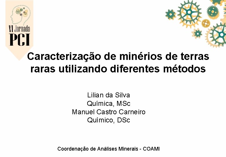 Caracterização de minérios de terras raras utilizando diferentes métodos Lilian da Silva Química, MSc