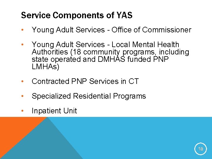 Service Components of YAS • Young Adult Services - Office of Commissioner • Young