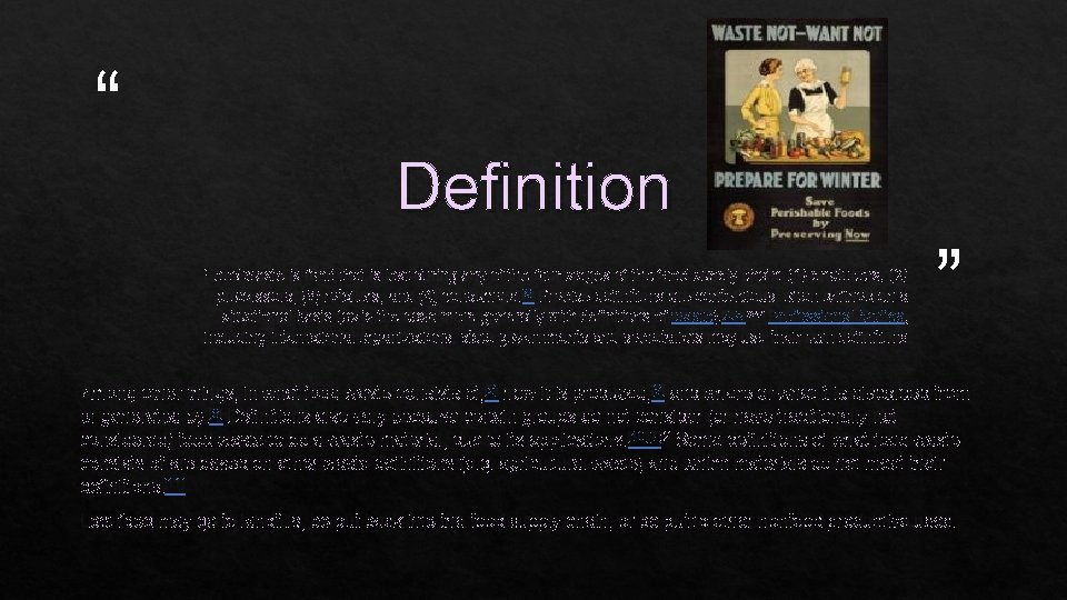 “ Definition Food waste is food that is lost during any of the four