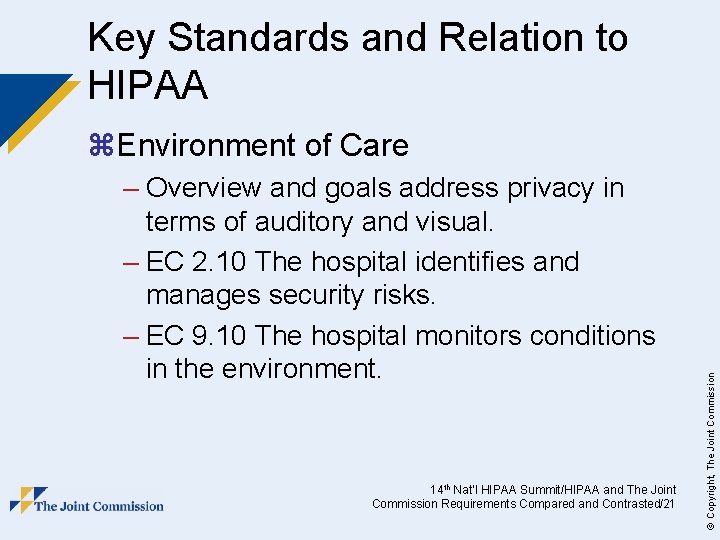 Key Standards and Relation to HIPAA – Overview and goals address privacy in terms