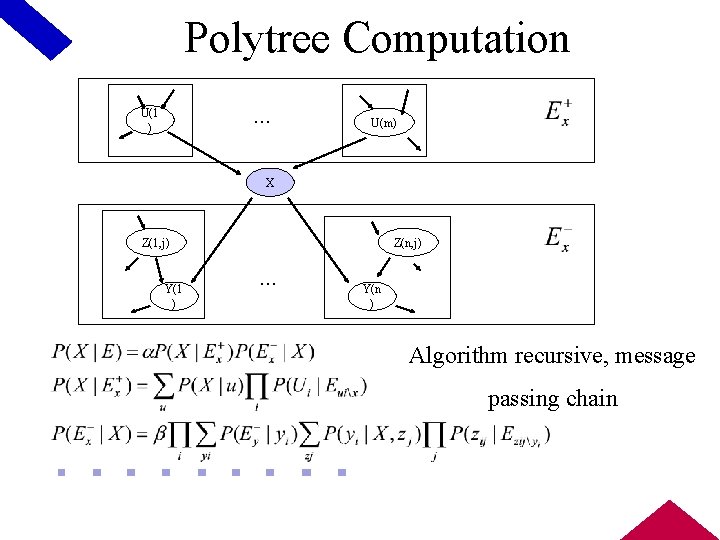 Polytree Computation. . . U(1 ) U(m) X Z(1, j) Y(1 ) Z(n, j)