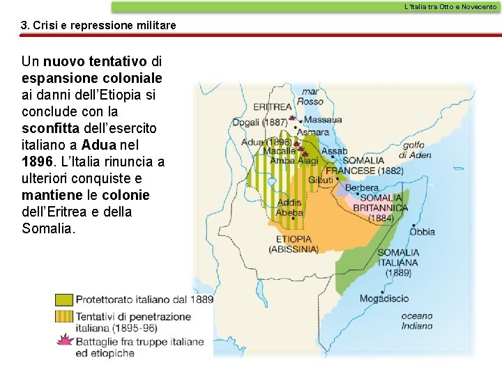 L’Italia tra Otto e Novecento 3. Crisi e repressione militare Un nuovo tentativo di L’Italia tra Otto e Novecento 3. Crisi e repressione militare Un nuovo tentativo di