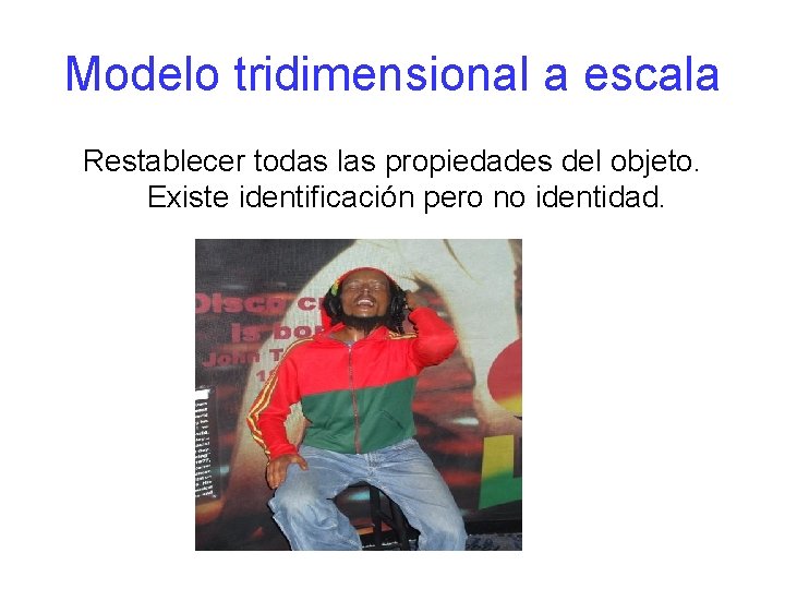Modelo tridimensional a escala Restablecer todas las propiedades del objeto. Existe identificación pero no
