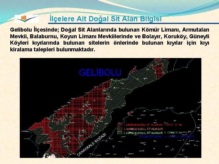 İlçelere Ait Doğal Sit Alan Bilgisi Gelibolu İlçesinde; Doğal Sit Alanlarında bulunan Kömür Limanı,