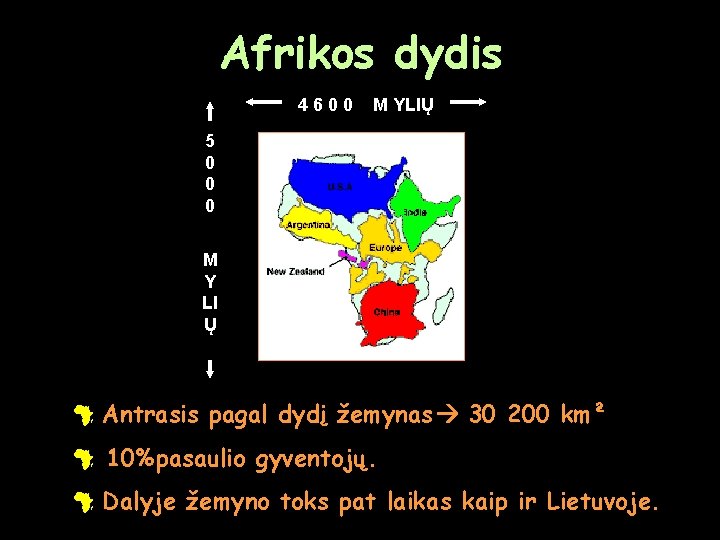 Afrikos dydis 4600 M YLIŲ 5 0 0 0 M Y LI Ų #