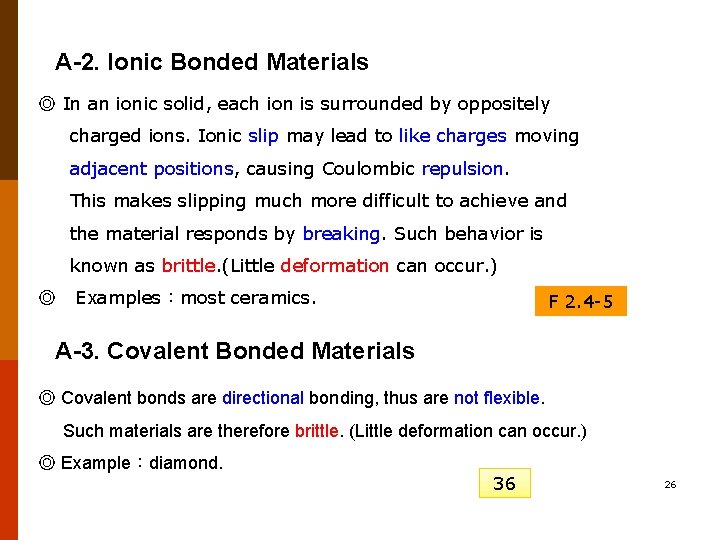 A-2. Ionic Bonded Materials ◎ In an ionic solid, each ion is surrounded by