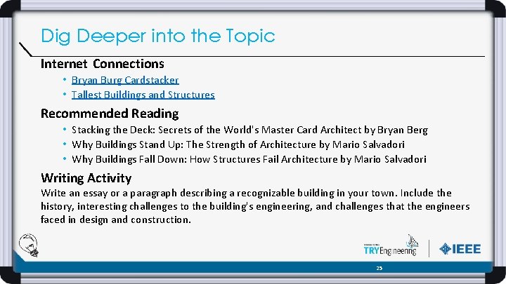 Dig Deeper into the Topic Internet Connections • Bryan Burg Cardstacker • Tallest Buildings