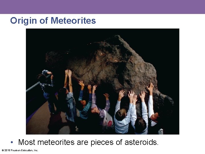 Origin of Meteorites • Most meteorites are pieces of asteroids. © 2015 Pearson Education,