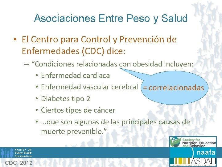 Asociaciones Entre Peso y Salud • El Centro para Control y Prevención de Enfermedades