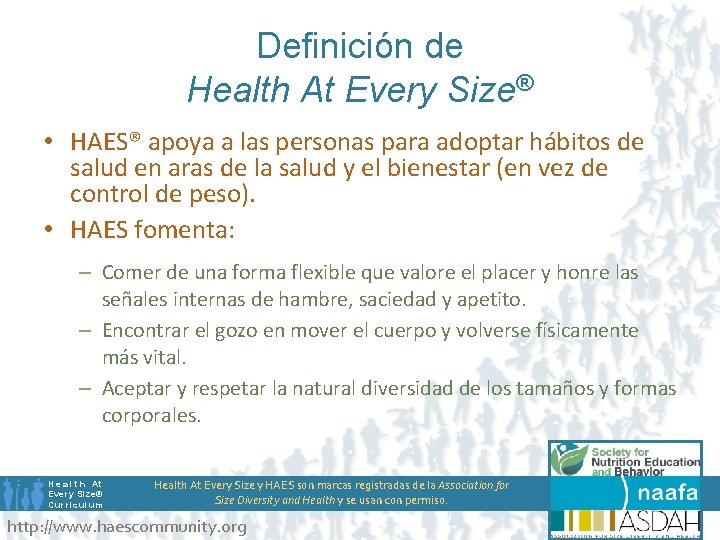 Definición de Health At Every Size® • HAES® apoya a las personas para adoptar