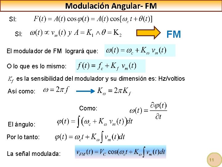 Modulación Angular- FM SI: El modulador de FM logrará que: O lo que es