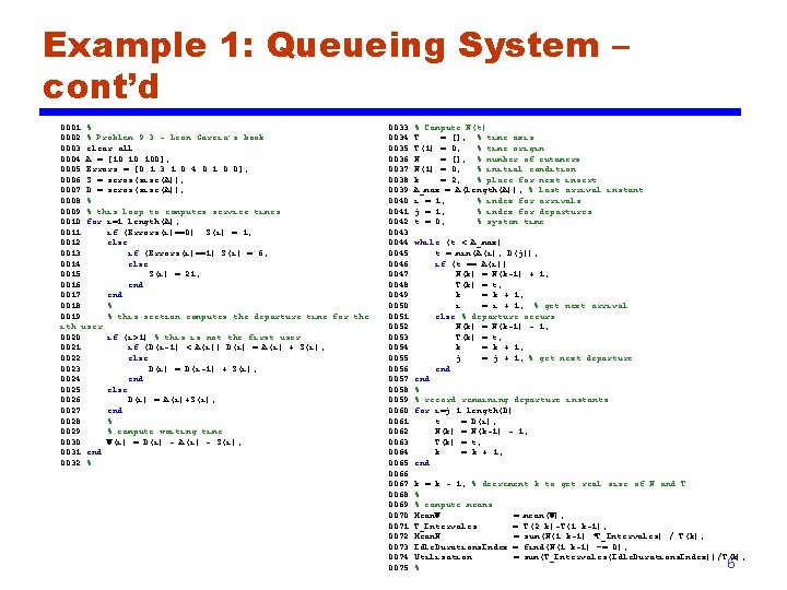 Example 1: Queueing System – cont’d 0001 % 0002 % Problem 9. 3 -
