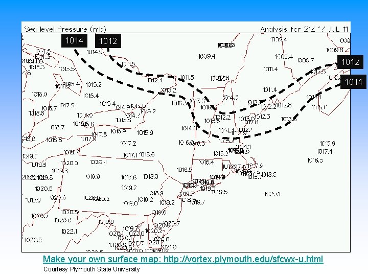 1014 1012 1014 Make your own surface map: http: //vortex. plymouth. edu/sfcwx-u. html Courtesy