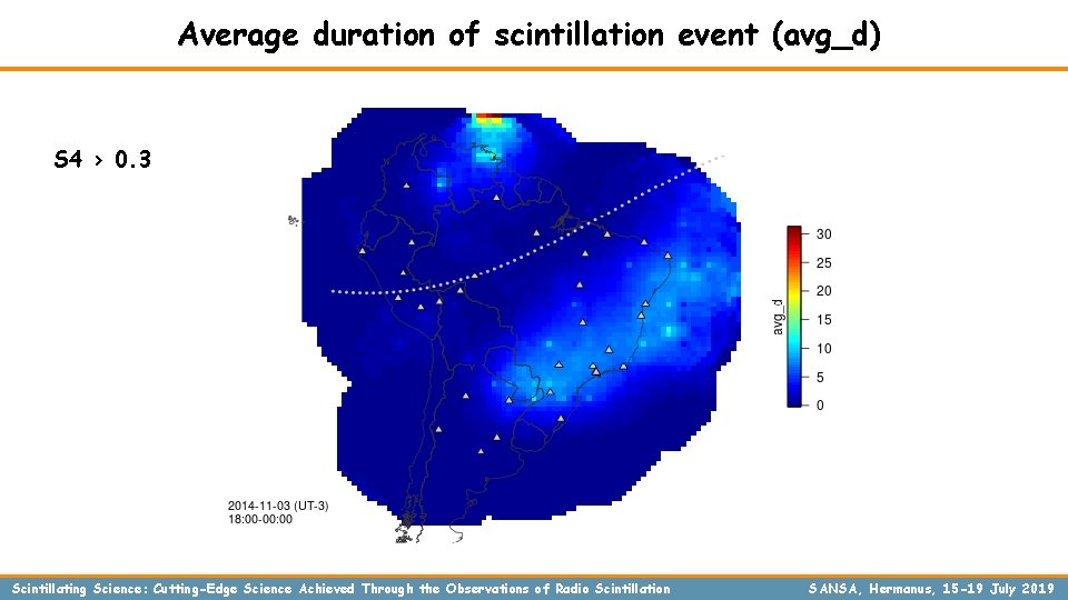 Average duration of scintillation event (avg_d) S 4 > 0. 3 Scintillating Science: Cutting-Edge