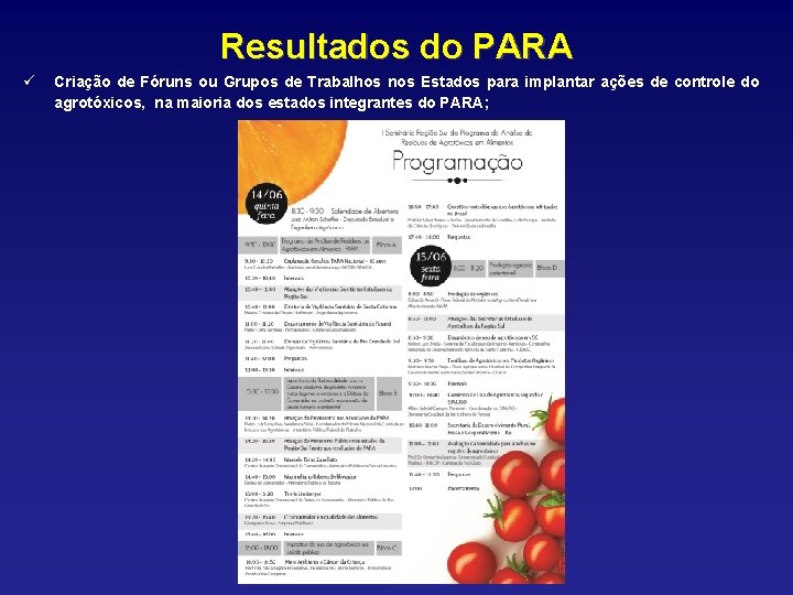 Resultados do PARA Criação de Fóruns ou Grupos de Trabalhos nos Estados para implantar