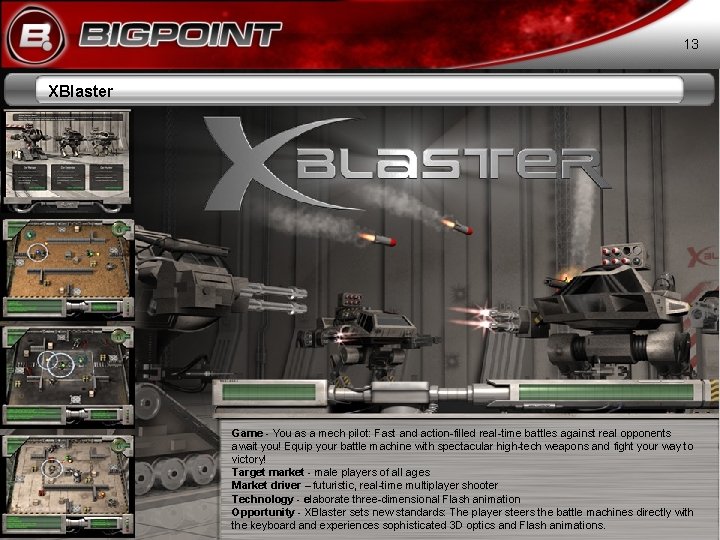 13 XBlaster Game - You as a mech pilot: Fast and action-filled real-time battles
