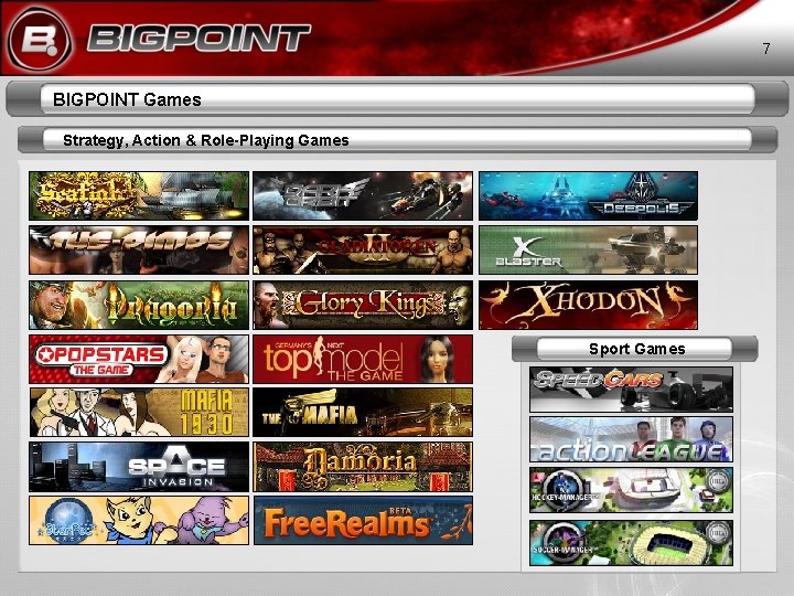 7 BIGPOINT Games Strategy, Action & Role-Playing Games Sport Games 