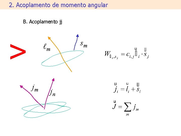 2. Acoplamento de momento angular B. Acoplamento jj > ℓm jm jn sm 2. Acoplamento de momento angular B. Acoplamento jj > ℓm jm jn sm