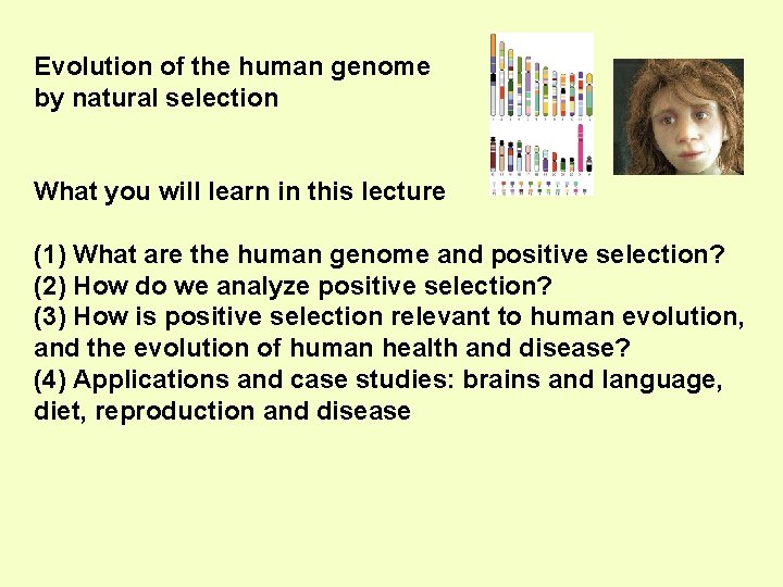 Evolution of the human genome by natural selection What you will learn in this