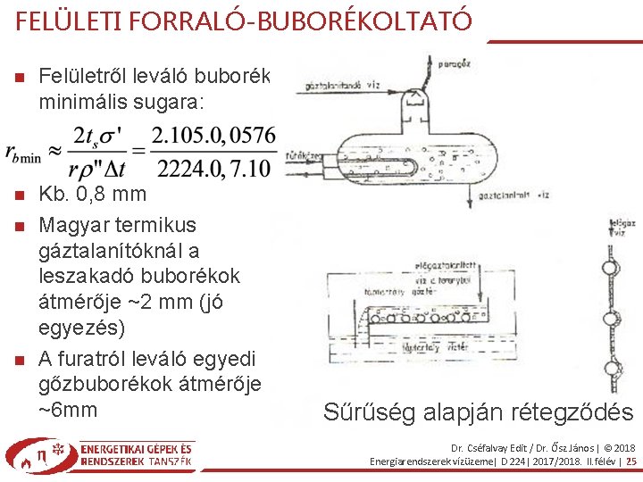 FELÜLETI FORRALÓ-BUBORÉKOLTATÓ Felületről leváló buborék minimális sugara: Kb. 0, 8 mm Magyar termikus gáztalanítóknál