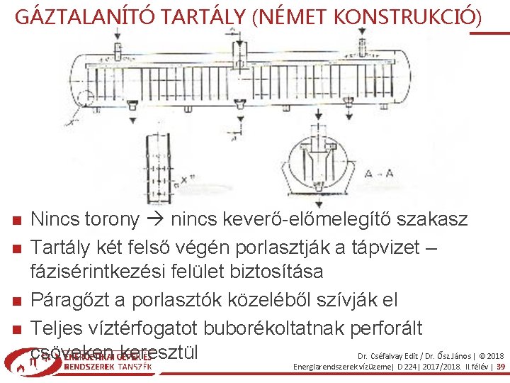 GÁZTALANÍTÓ TARTÁLY (NÉMET KONSTRUKCIÓ) Nincs torony nincs keverő-előmelegítő szakasz Tartály két felső végén porlasztják