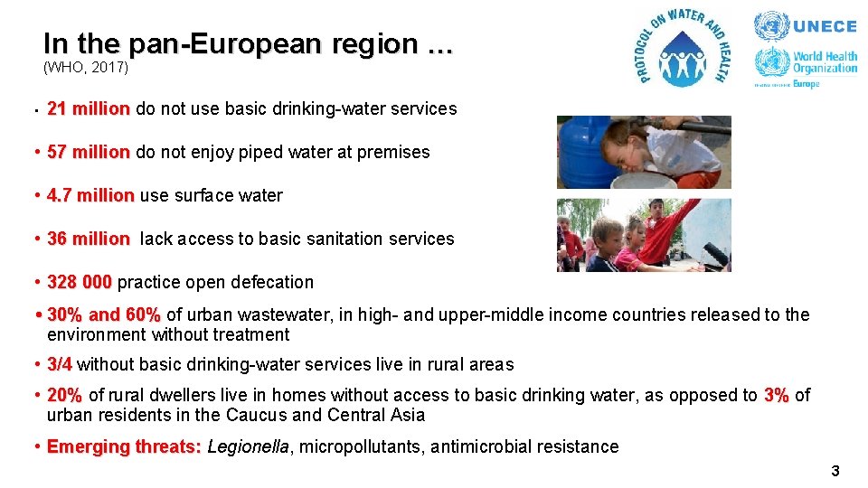 In the pan-European region … (WHO, 2017) • 21 million do not use basic In the pan-European region … (WHO, 2017) • 21 million do not use basic