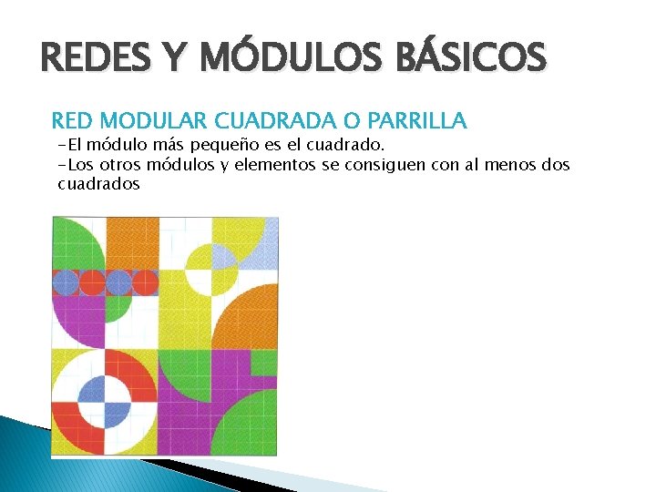 REDES Y MÓDULOS BÁSICOS RED MODULAR CUADRADA O PARRILLA -El módulo más pequeño es