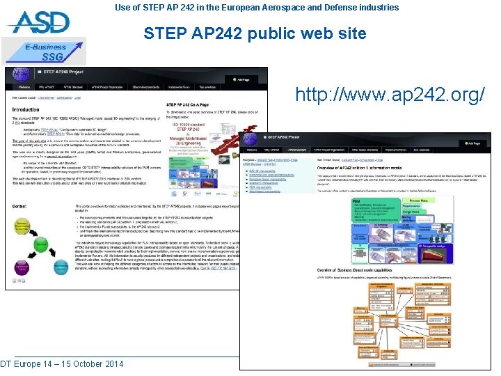 Use of STEP AP 242 in the European Aerospace and Defense industries PDT Europe
