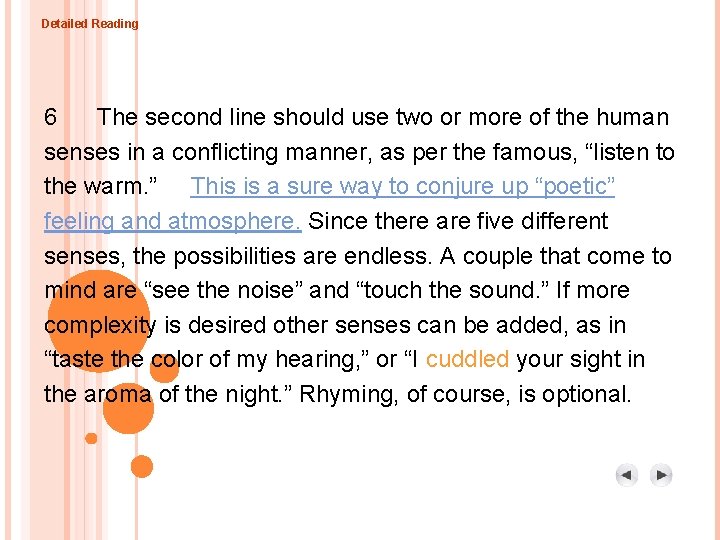 Detailed Reading 6 The second line should use two or more of the human