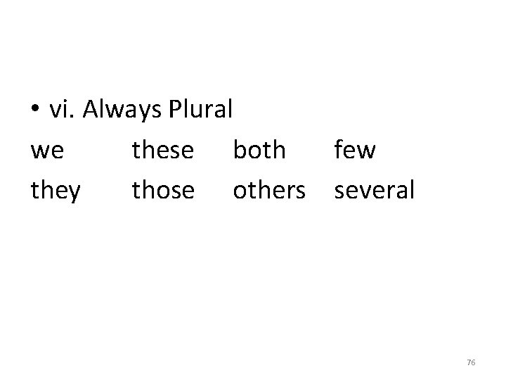  • vi. Always Plural we these both few they those others several 76