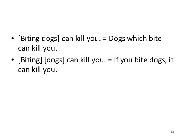  • [Biting dogs] can kill you. = Dogs which bite can kill you.