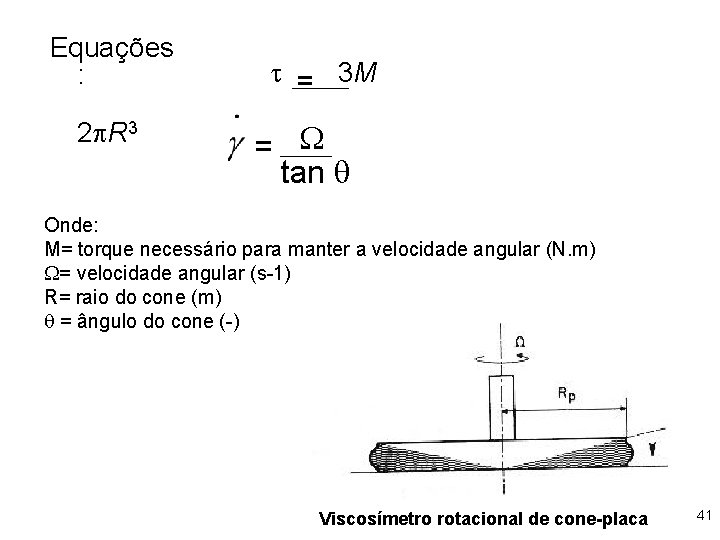 Equações : 2 R 3 = 3 M = tan Onde: M= torque necessário