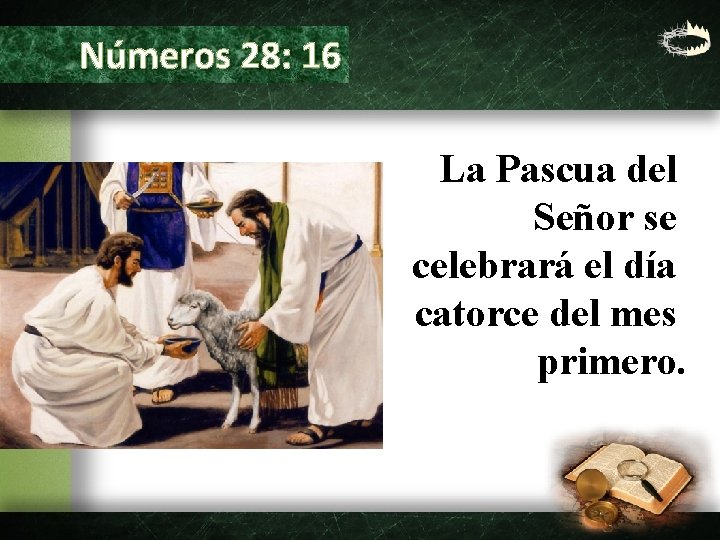 Números 28: 16 La Pascua del Señor se celebrará el día catorce del mes