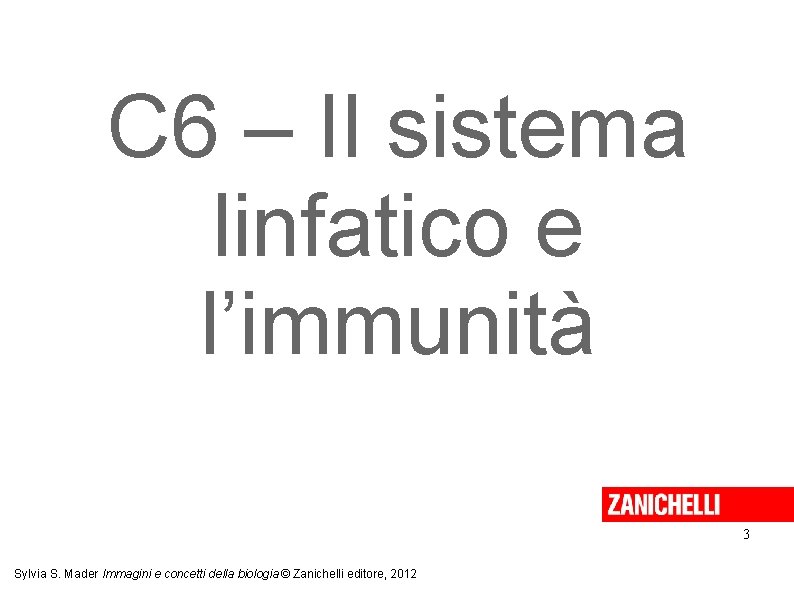 C 6 – Il sistema linfatico e l’immunità 3 Sylvia S. Mader Immagini e
