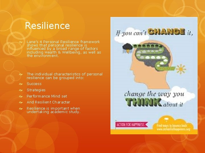 Resilience Lane’s 4 Personal Resilience framework shows that personal resilience is influenced by a